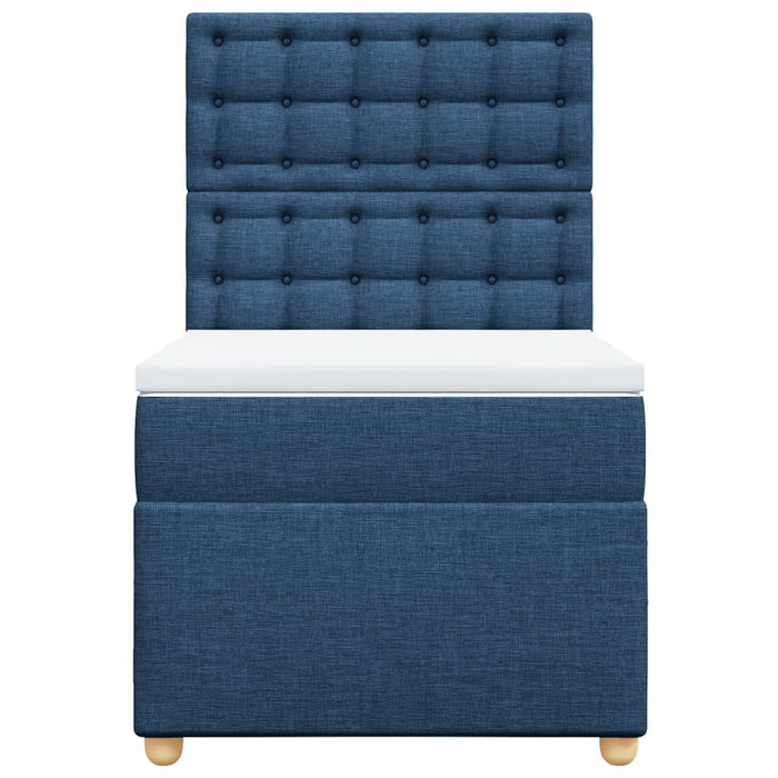 Pat box spring cu saltea, albastru, 100x200 cm, textil - WALTI WALTI
