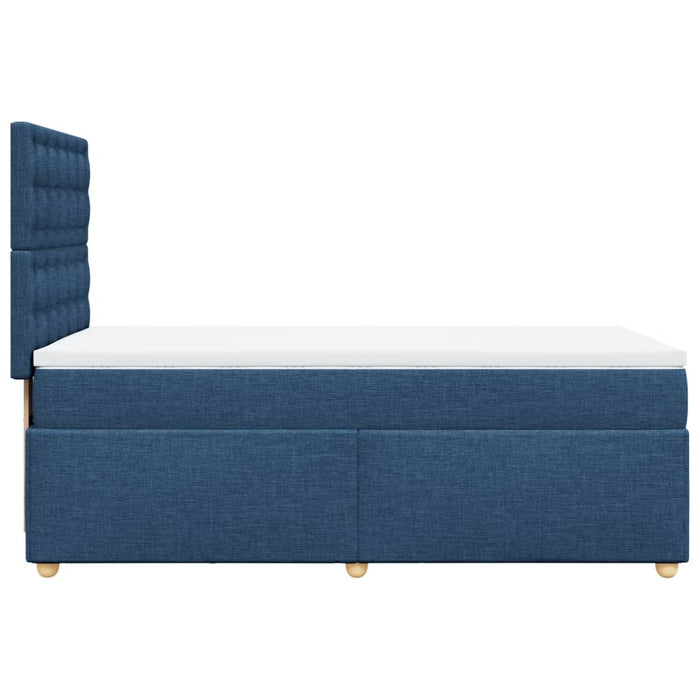 Pat box spring cu saltea, albastru, 100x200 cm, textil - WALTI WALTI