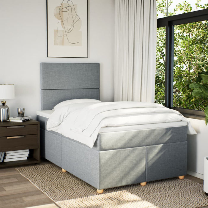 Pat box spring cu saltea, gri deschis, 120x190 cm, textil - WALTI WALTI