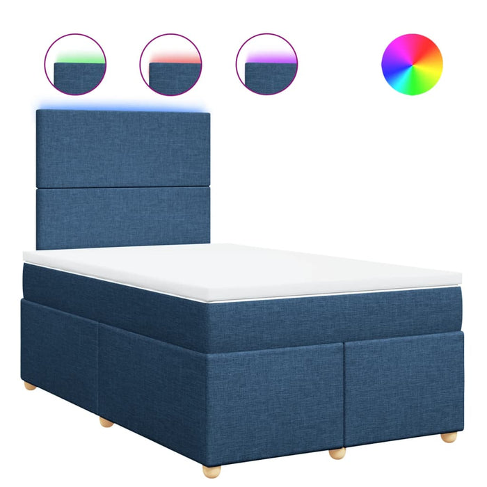 Pat box spring cu saltea, albastru, 120x190 cm, material textil - WALTI WALTI