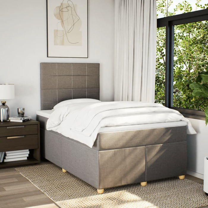 Pat box spring cu saltea, taupe, 120x190 cm material textil - WALTI WALTI