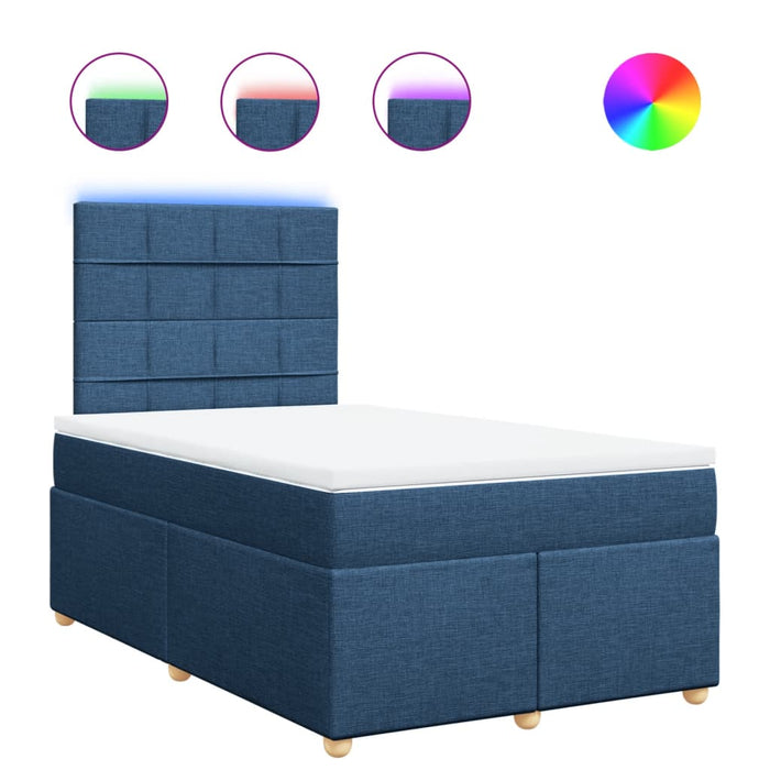Pat box spring cu saltea, albastru, 120x190 cm, material textil - WALTI WALTI