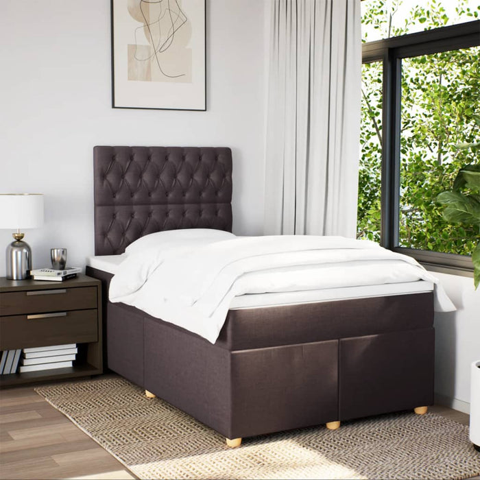 Pat box spring cu saltea, maro închis, 120x190 cm, textil - WALTI WALTI