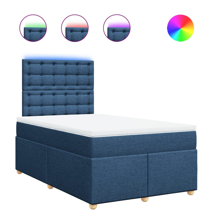 Pat box spring cu saltea, albastru, 120x190 cm, material textil - WALTI WALTI
