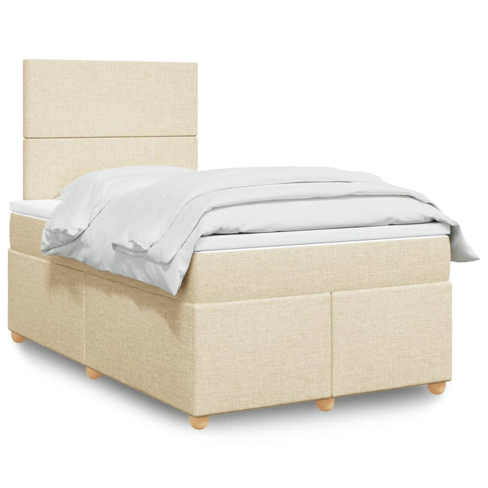 Pat box spring cu saltea, crem, 120x200 cm, textil - WALTI WALTI