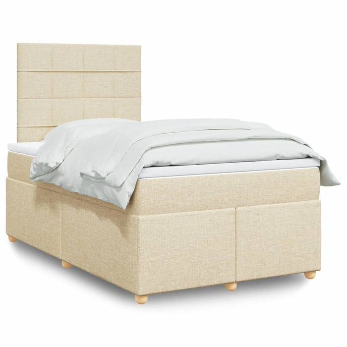 Pat box spring cu saltea, crem, 120x200 cm, textil - WALTI WALTI