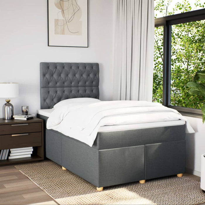 Pat box spring cu saltea, gri închis, 120x200 cm, textil - WALTI WALTI