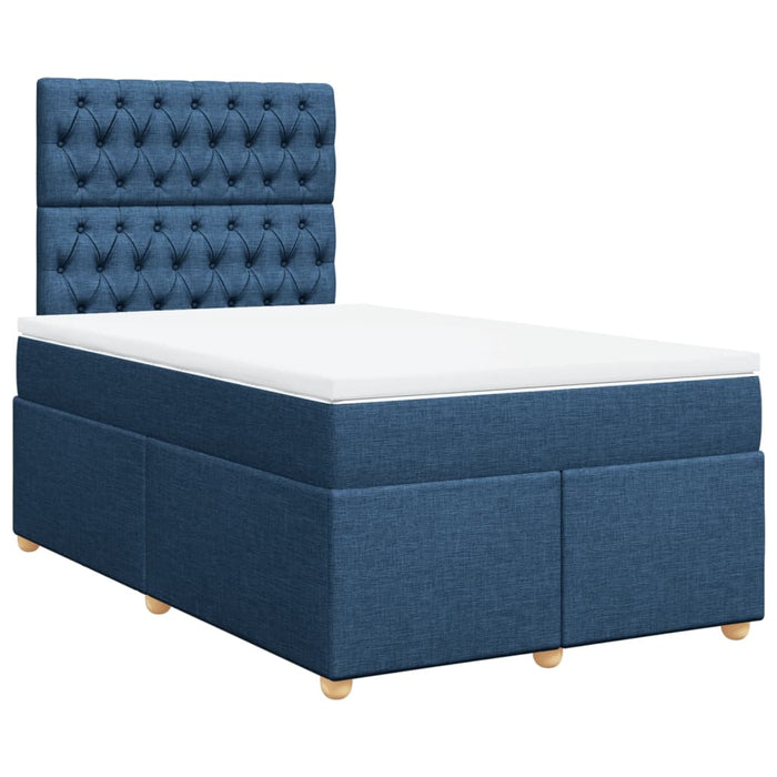 Pat box spring cu saltea, albastru, 120x200 cm, textil - WALTI WALTI