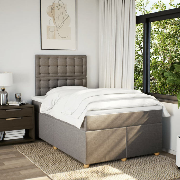 Pat box spring cu saltea, gri taupe, 120x200 cm, textil - WALTI WALTI