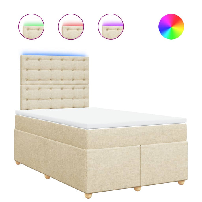 Pat box spring cu saltea, crem, 120x200 cm, textil - WALTI WALTI