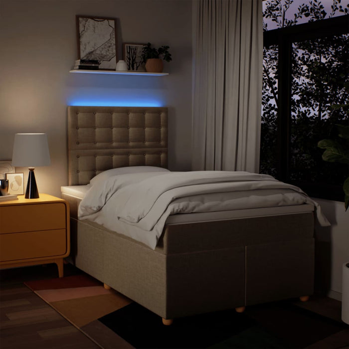 Pat box spring cu saltea, crem, 120x200 cm, textil - WALTI WALTI