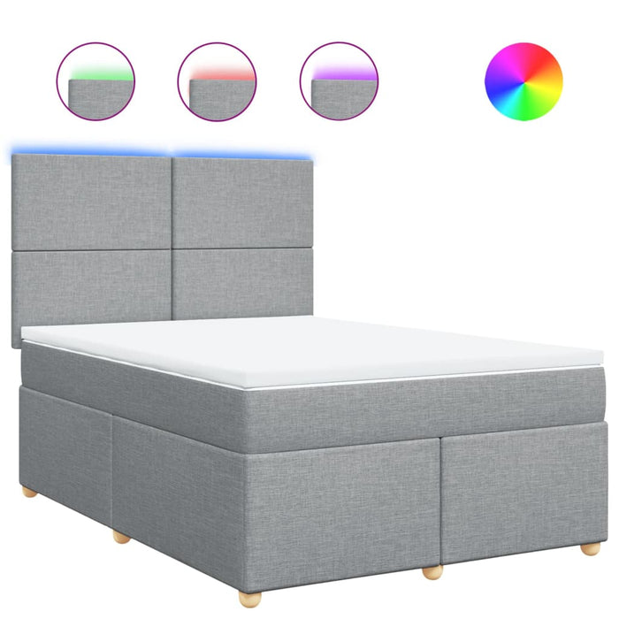 Pat box spring cu saltea, gri deschis, 140x190 cm, textil - WALTI WALTI