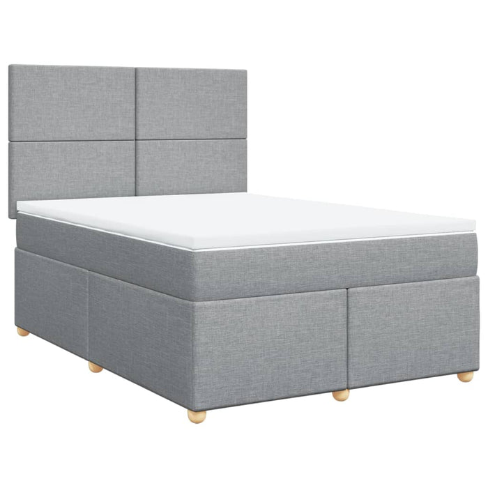 Pat box spring cu saltea, gri deschis, 140x190 cm, textil - WALTI WALTI