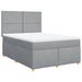 Pat box spring cu saltea, gri deschis, 140x190 cm, textil - WALTI WALTI