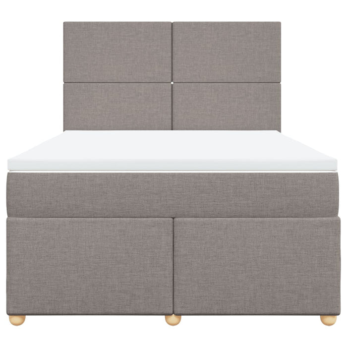 Pat box spring cu saltea, gri taupe, 140x200 cm, textil - WALTI WALTI