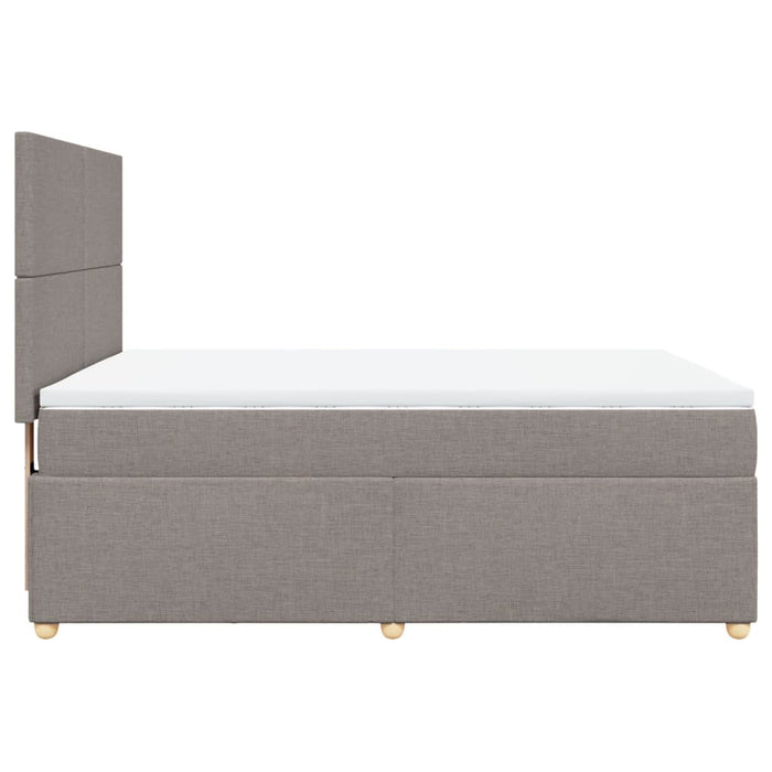 Pat box spring cu saltea, gri taupe, 140x200 cm, textil - WALTI WALTI