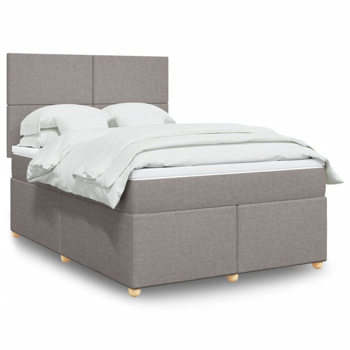 Pat box spring cu saltea, gri taupe, 140x200 cm, textil - WALTI WALTI