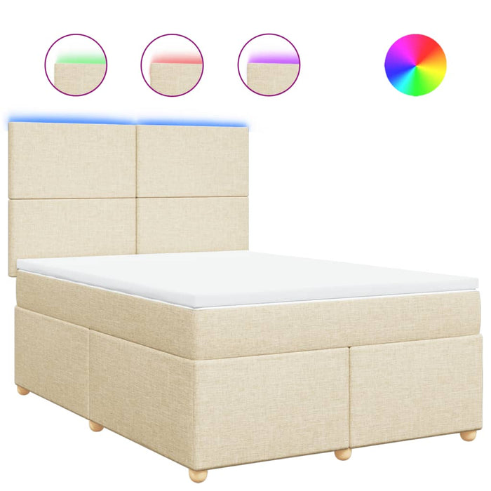 Pat box spring cu saltea, crem, 140x200 cm, textil - WALTI WALTI