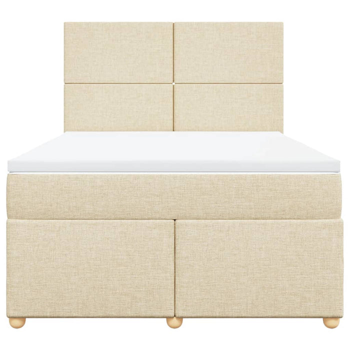 Pat box spring cu saltea, crem, 140x200 cm, textil - WALTI WALTI