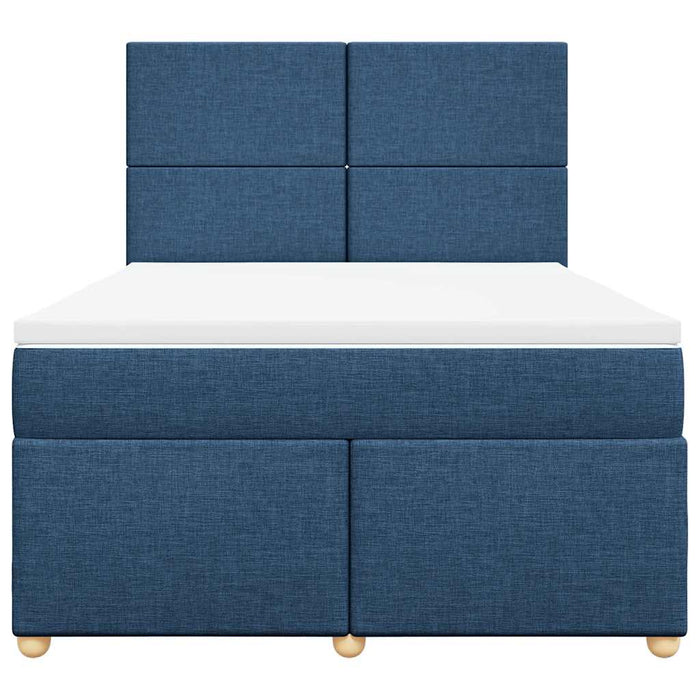 Pat box spring cu saltea, albastru, 140x200 cm, textil - WALTI WALTI