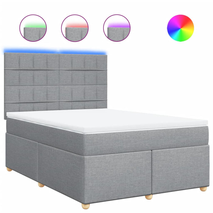 Pat box spring cu saltea, gri deschis, 140x190 cm, textil - WALTI WALTI