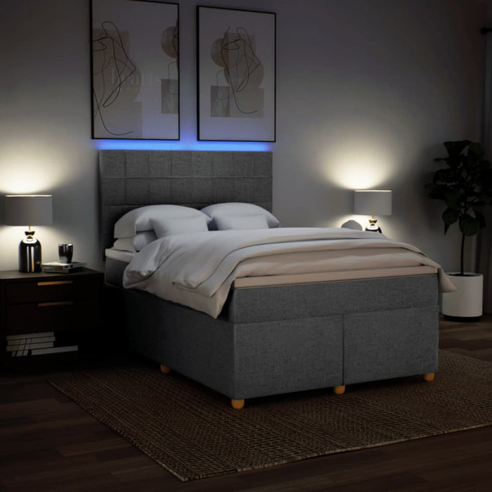 Pat box spring cu saltea, gri deschis, 140x190 cm, textil - WALTI WALTI