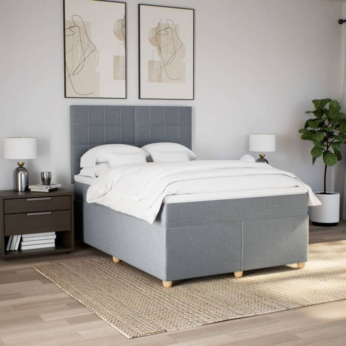 Pat box spring cu saltea, gri deschis, 140x190 cm, textil - WALTI WALTI