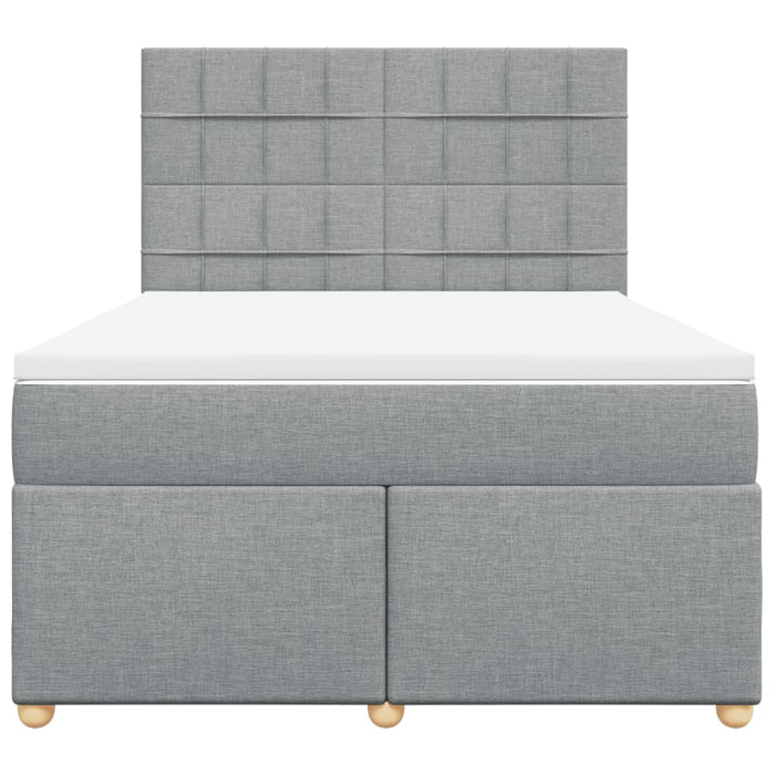 Pat box spring cu saltea, gri deschis, 140x190 cm, textil - WALTI WALTI