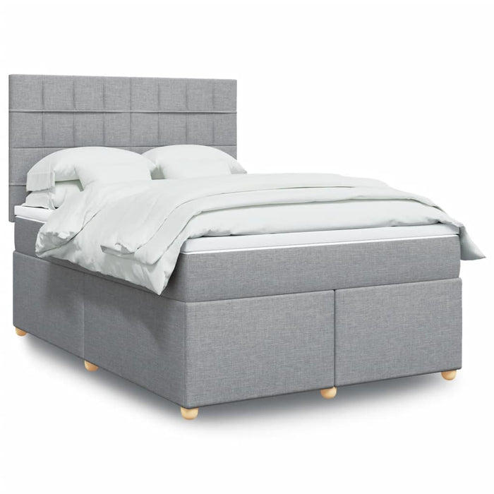Pat box spring cu saltea, gri deschis, 140x190 cm, textil - WALTI WALTI