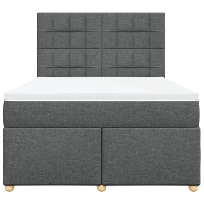 Pat box spring cu saltea, gri închis, 140x190 cm, textil - WALTI WALTI