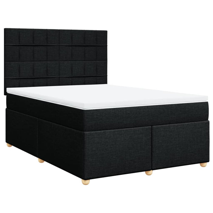 Pat box spring cu saltea, negru, 140x190 cm, textil - WALTI WALTI