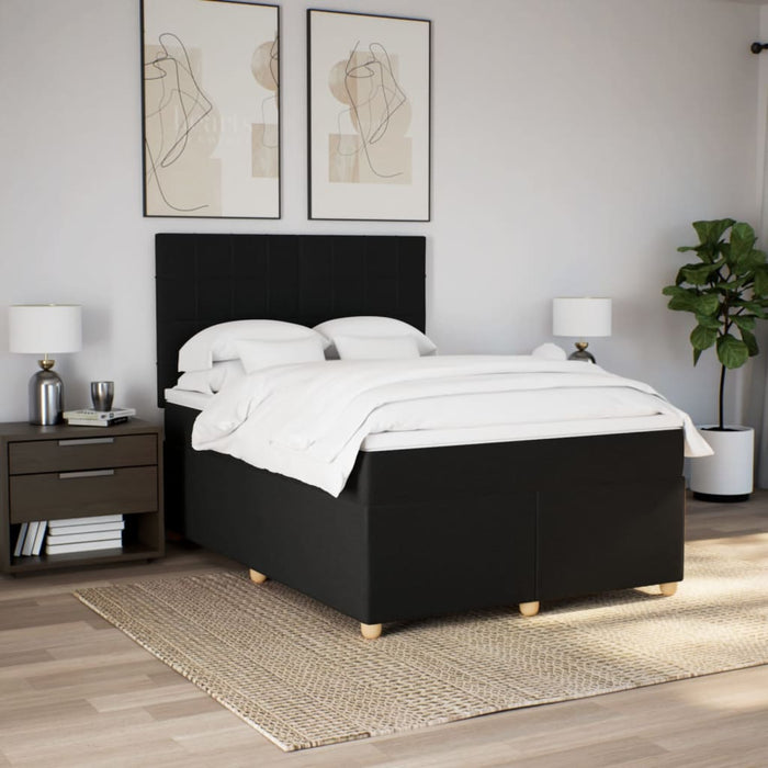 Pat box spring cu saltea, negru, 140x190 cm, textil - WALTI WALTI