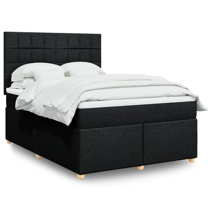 Pat box spring cu saltea, negru, 140x190 cm, textil - WALTI WALTI