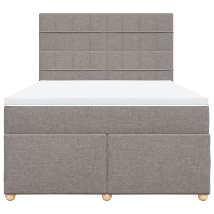 Pat box spring cu saltea, gri taupe, 140x200 cm, textil - WALTI WALTI