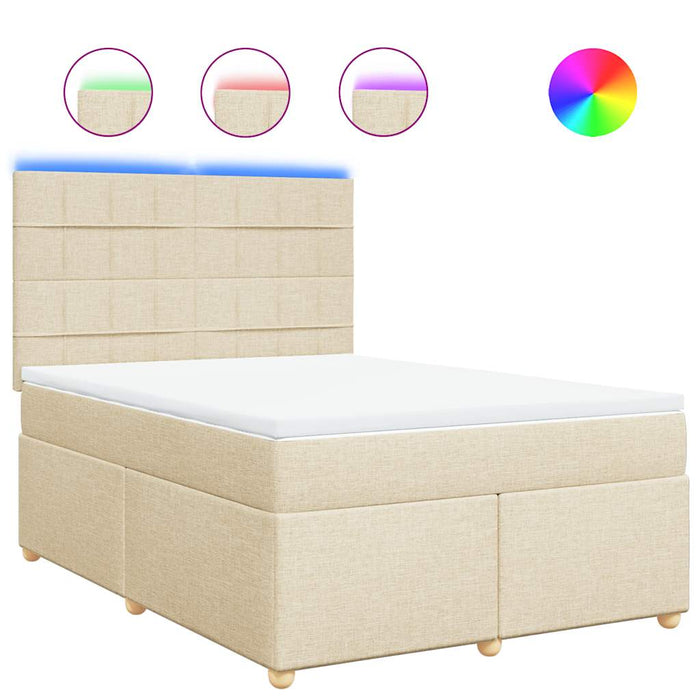 Pat box spring cu saltea, crem, 140x200 cm, textil - WALTI WALTI