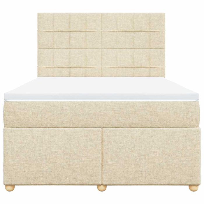 Pat box spring cu saltea, crem, 140x200 cm, textil - WALTI WALTI