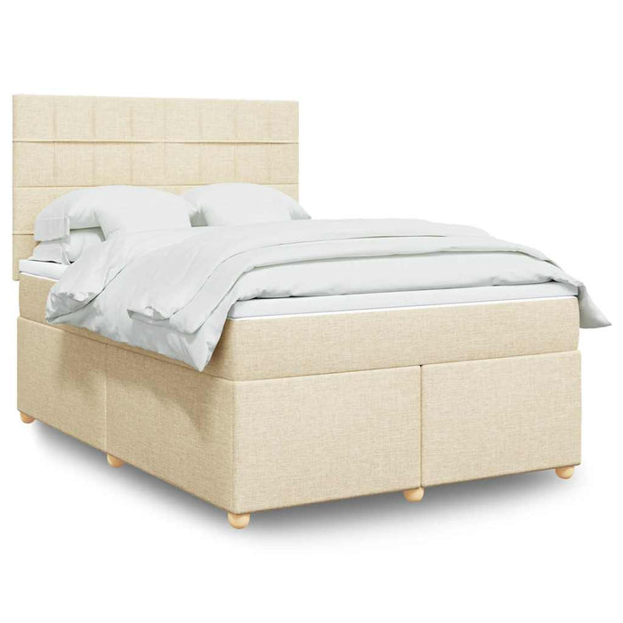 Pat box spring cu saltea, crem, 140x200 cm, textil - WALTI WALTI