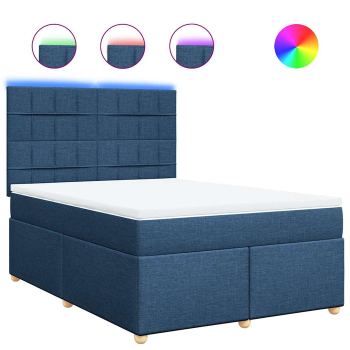 Pat box spring cu saltea, albastru, 140x200 cm, textil - WALTI WALTI