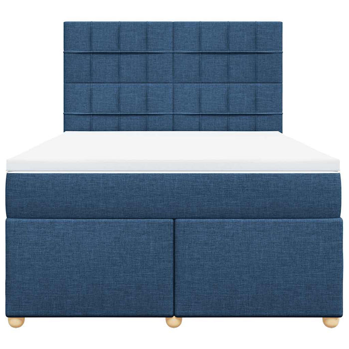 Pat box spring cu saltea, albastru, 140x200 cm, textil - WALTI WALTI