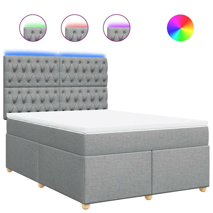Pat box spring cu saltea, gri deschis, 140x190 cm, textil - WALTI WALTI
