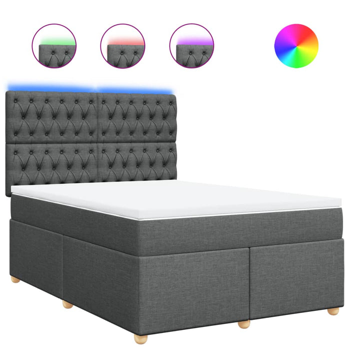 Pat box spring cu saltea, gri închis, 140x190 cm, textil - WALTI WALTI