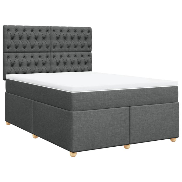Pat box spring cu saltea, gri închis, 140x190 cm, textil - WALTI WALTI