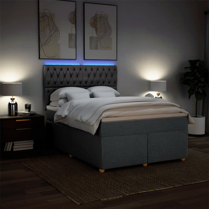 Pat box spring cu saltea, gri închis, 140x190 cm, textil - WALTI WALTI