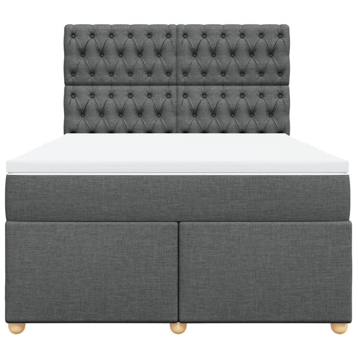 Pat box spring cu saltea, gri închis, 140x190 cm, textil - WALTI WALTI