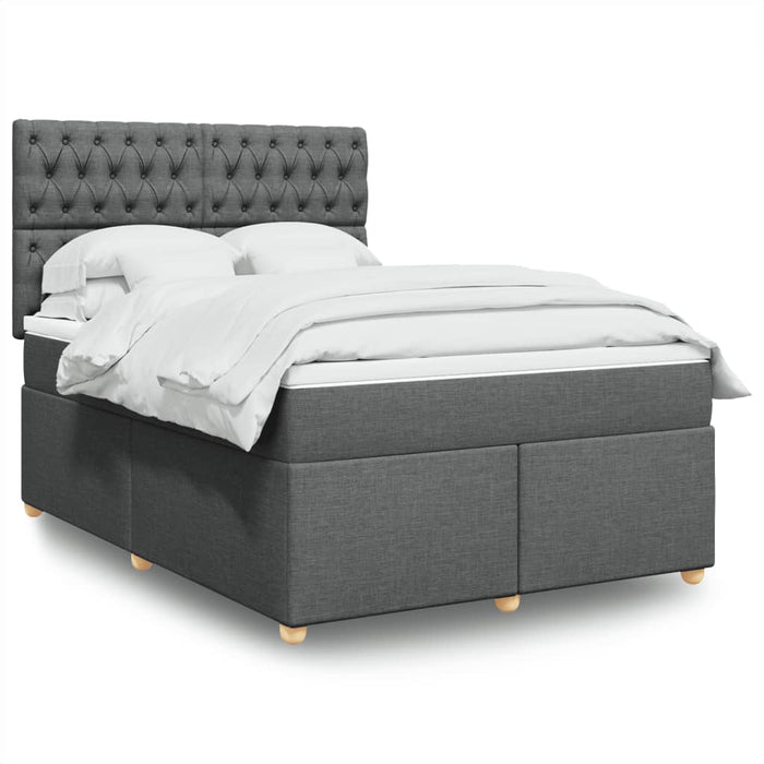 Pat box spring cu saltea, gri închis, 140x190 cm, textil - WALTI WALTI
