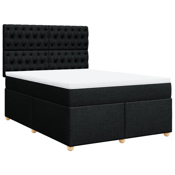 Pat box spring cu saltea, negru, 140x190 cm, textil - WALTI WALTI