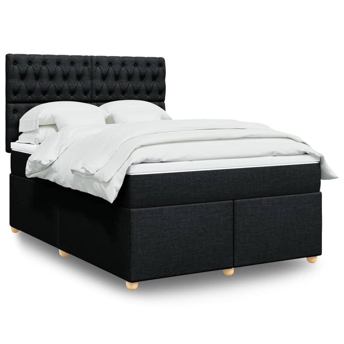 Pat box spring cu saltea, negru, 140x190 cm, textil - WALTI WALTI