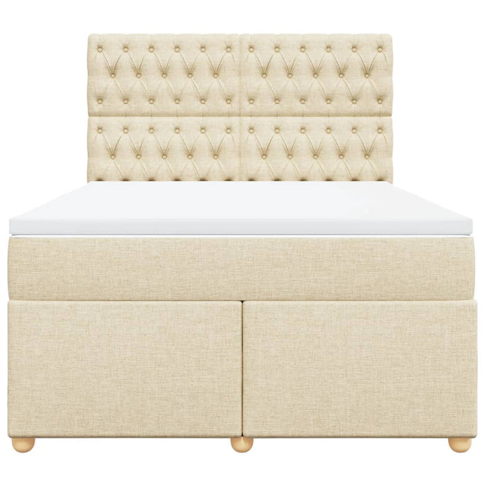 Pat box spring cu saltea, crem, 140x200 cm, textil - WALTI WALTI