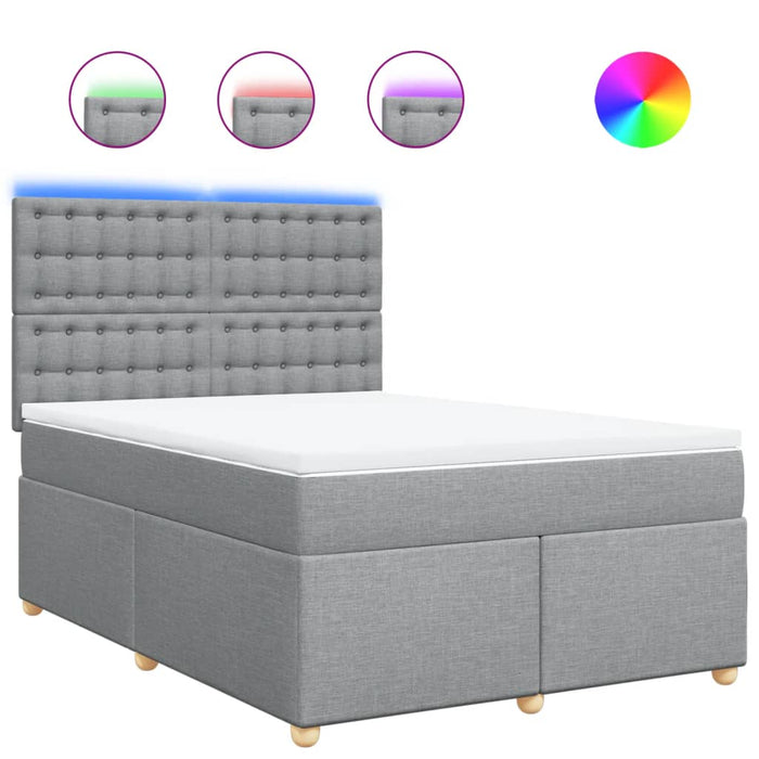 Pat box spring cu saltea, gri deschis, 140x190 cm, textil - WALTI WALTI