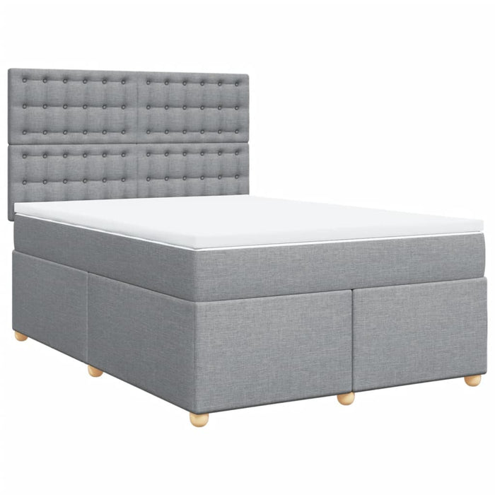 Pat box spring cu saltea, gri deschis, 140x190 cm, textil - WALTI WALTI